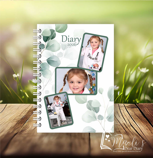 Custom Photo Green Diary 2026