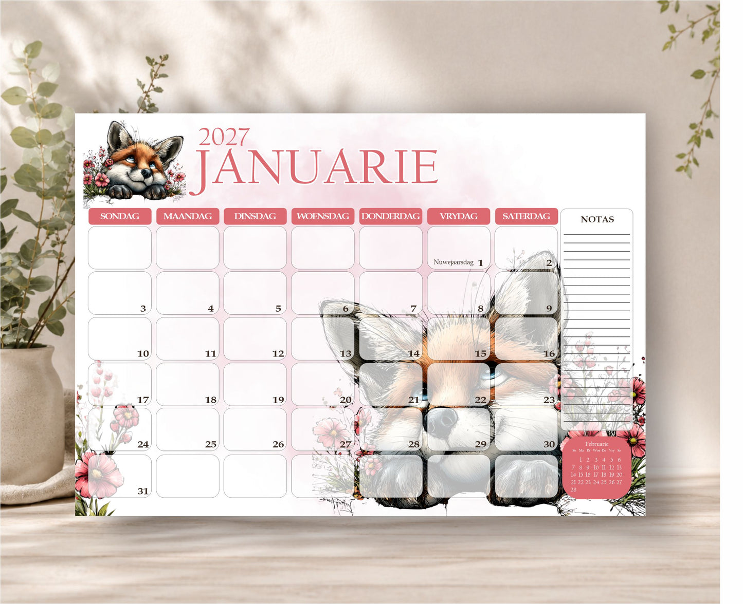 Cute Fox Deskpad 2027