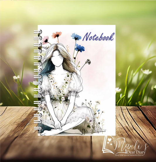 Girl And Flowers Notebook