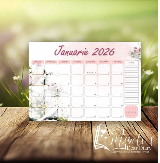 Girl and Flowers Pink Deskpad