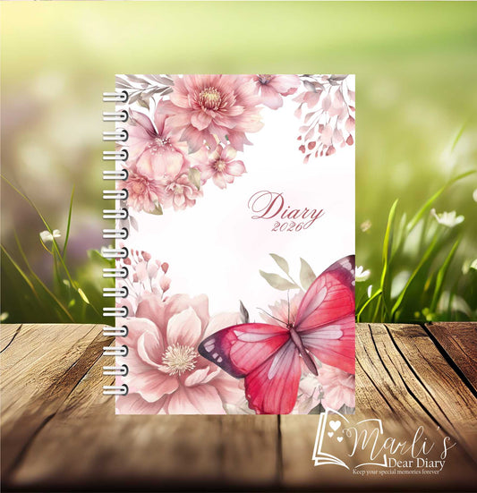 Butterfly Pink Diary 2026