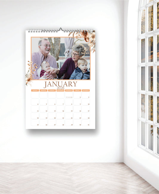 Beige Wall Calendar 2026