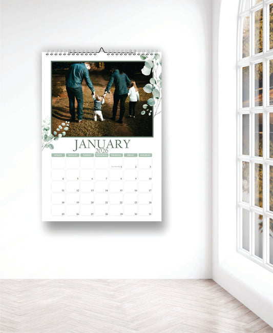 Green Wall Calendar 2026