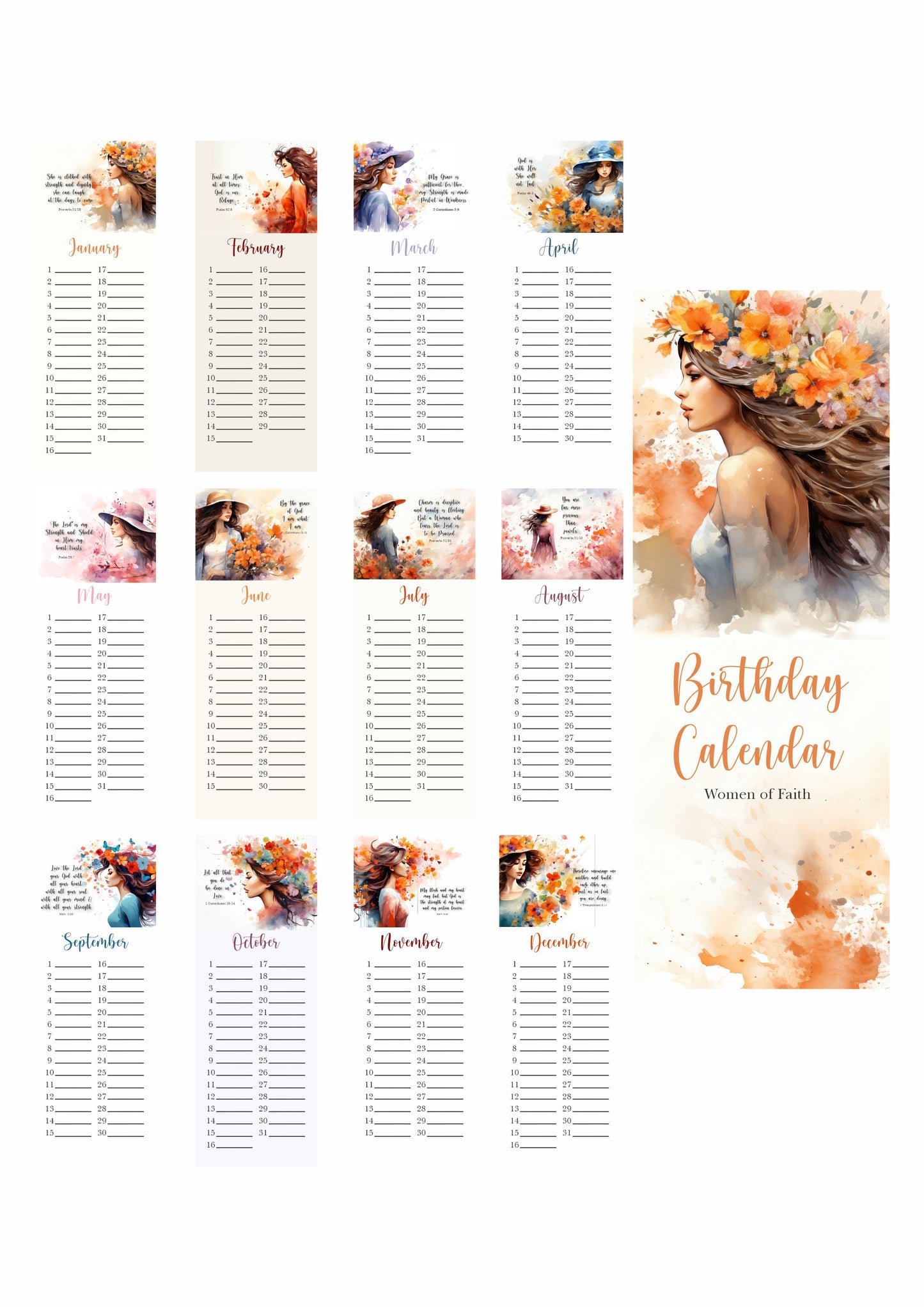 Women of God Birthday Calendar