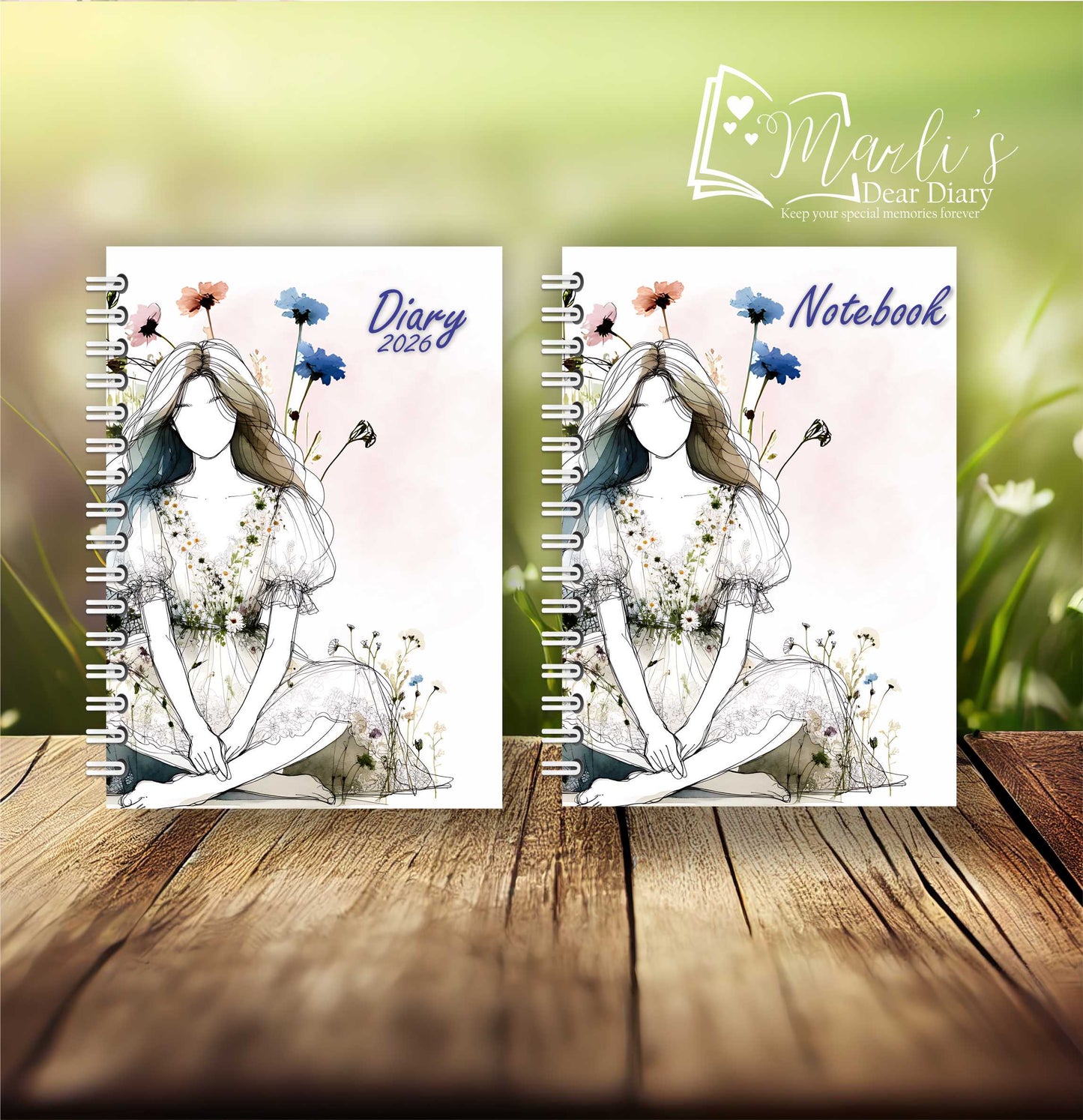 Girl and Flowers Blue Combos