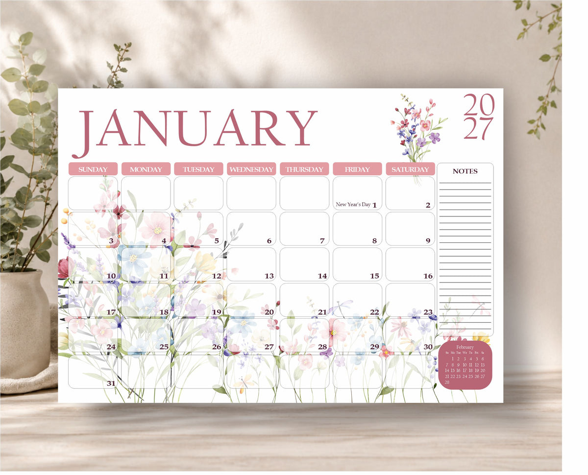 Popular Wild Flowers Deskpad 2027